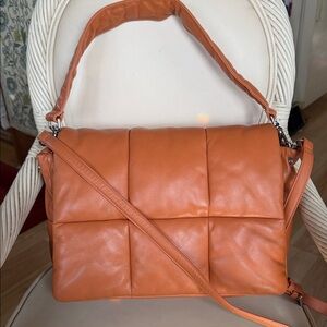 STAND STUDIO Orange Wanda Satchel in Lambskin Leather. Like New! RT $ 595